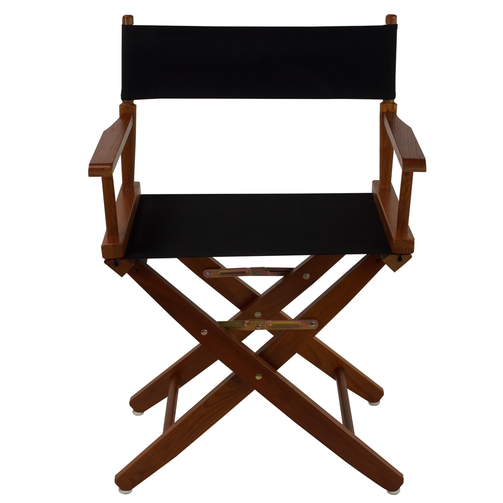 American Trails Extra-Wide Premium 18"  Directors Chair Mission Oak Frame W/Black Color Cover. Picture 1