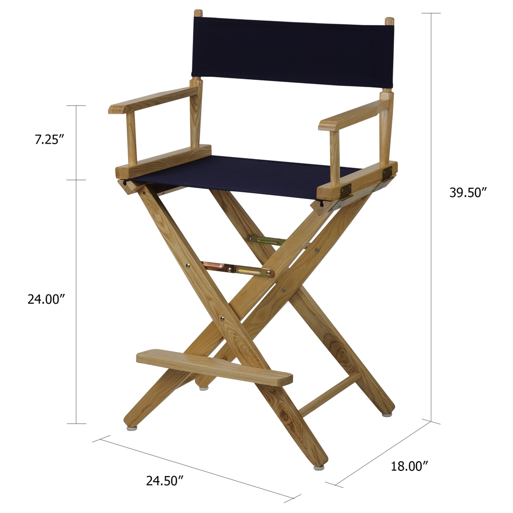 American Trails Extra-Wide Premium 24"  Directors Chair Natural Frame W/Navy Color Cover. Picture 5