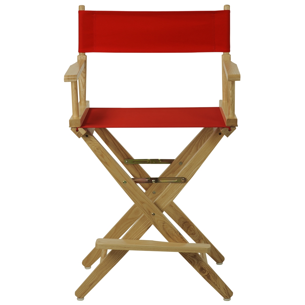 American Trails Extra-Wide Premium 24"  Directors Chair Natural Frame W/Red Color Cover. Picture 1