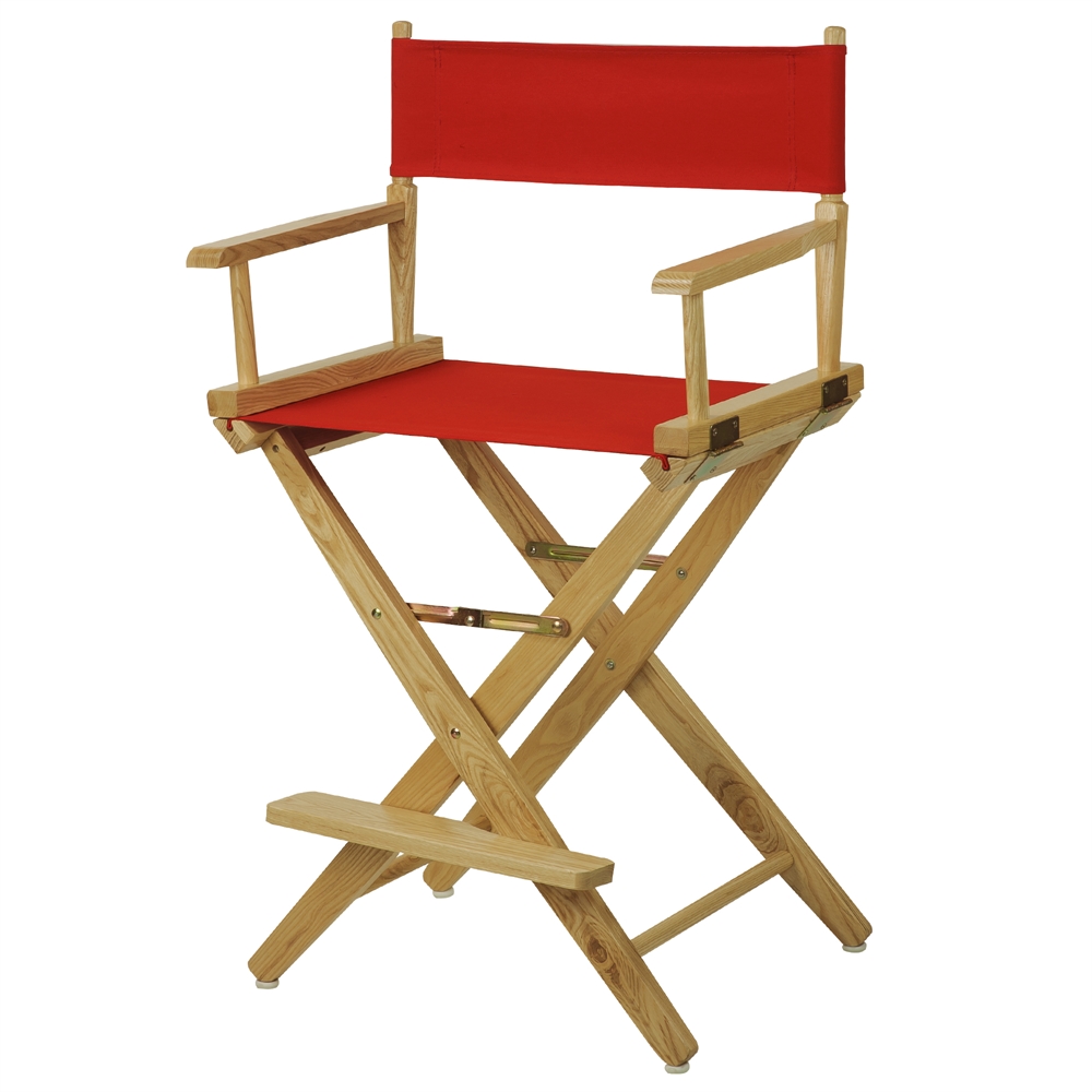 American Trails Extra-Wide Premium 24"  Directors Chair Natural Frame W/Red Color Cover. Picture 4