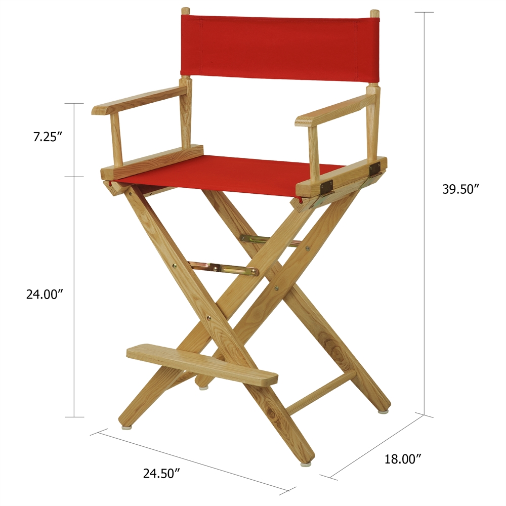 American Trails Extra-Wide Premium 24"  Directors Chair Natural Frame W/Red Color Cover. Picture 5