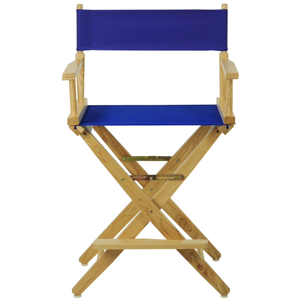 American Trails Extra-Wide Premium 24"  Directors Chair Natural Frame W/Royal Blue Color Cover. Picture 1
