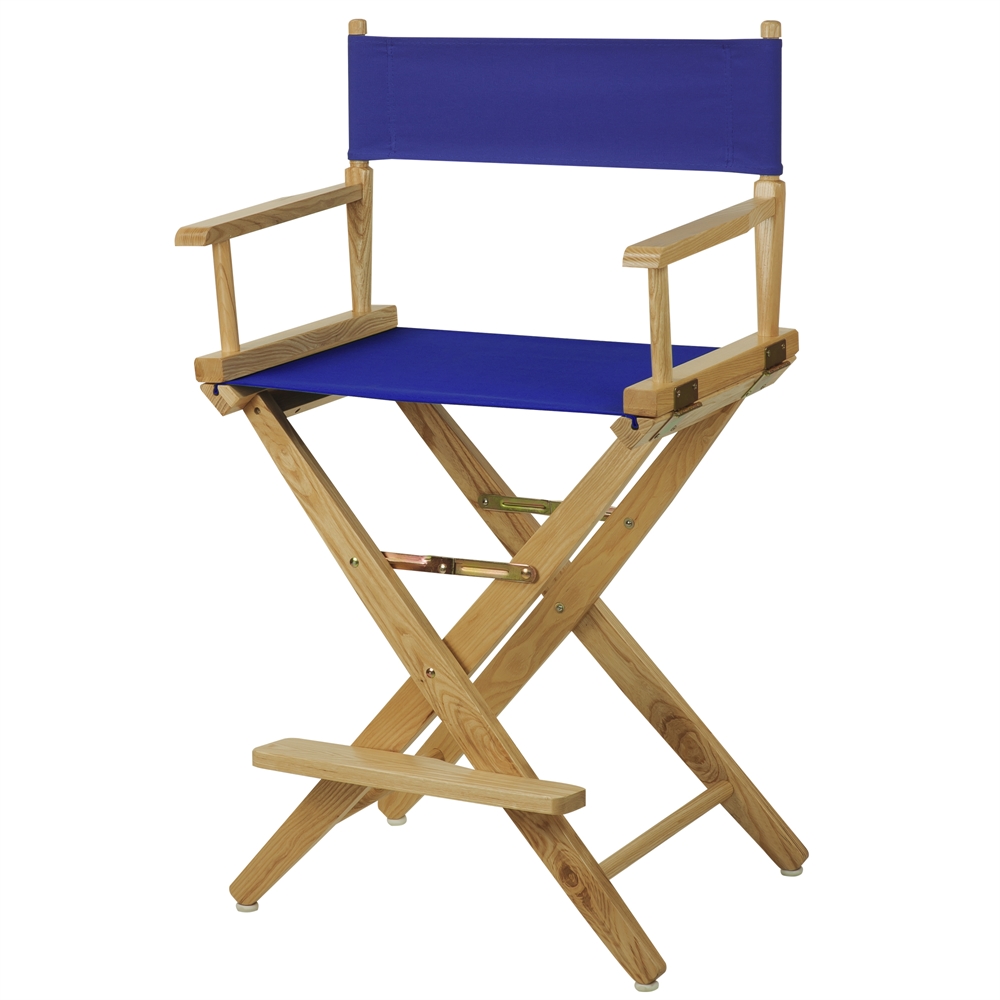 American Trails Extra-Wide Premium 24"  Directors Chair Natural Frame W/Royal Blue Color Cover. Picture 4