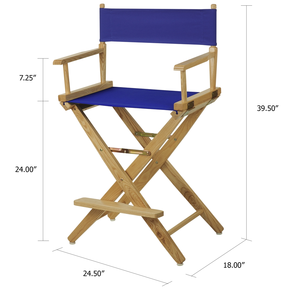 American Trails Extra-Wide Premium 24"  Directors Chair Natural Frame W/Royal Blue Color Cover. Picture 5