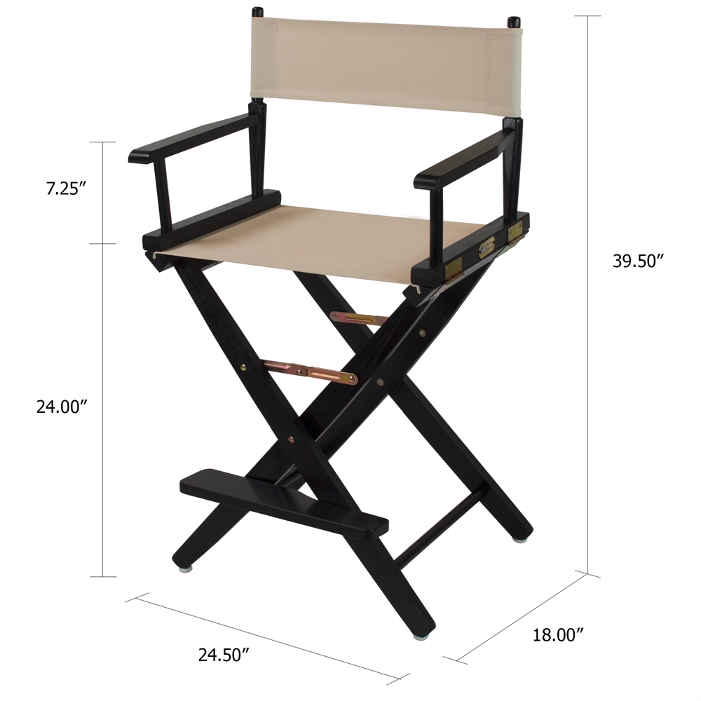 American Trails Extra-Wide Premium 24"  Directors Chair Black Frame W/Natural Color Cover. Picture 5