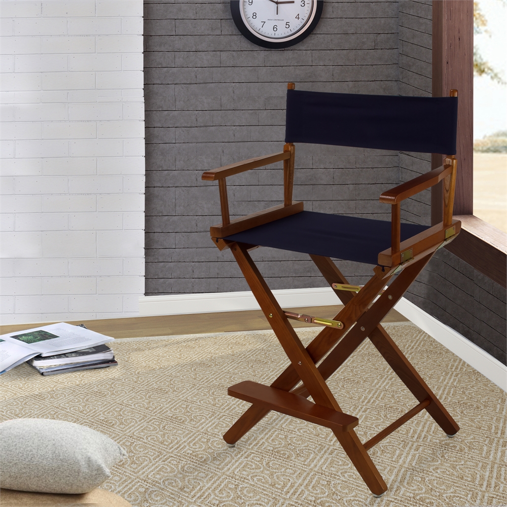 American Trails Extra-Wide Premium 24"  Directors Chair Mission Oak Frame W/Navy Color Cover. Picture 7