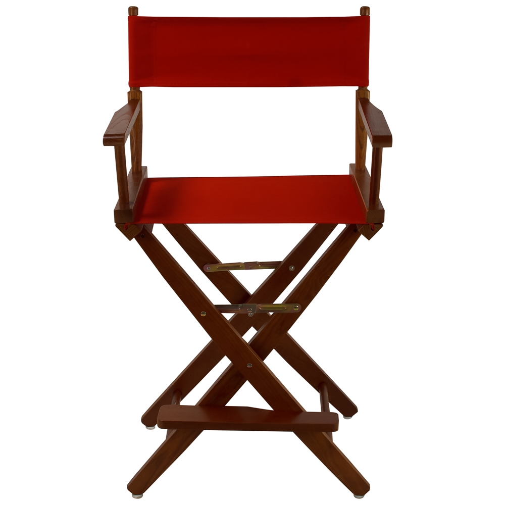 American Trails Extra-Wide Premium 24"  Directors Chair Mission Oak Frame W/Red Color Cover. Picture 1