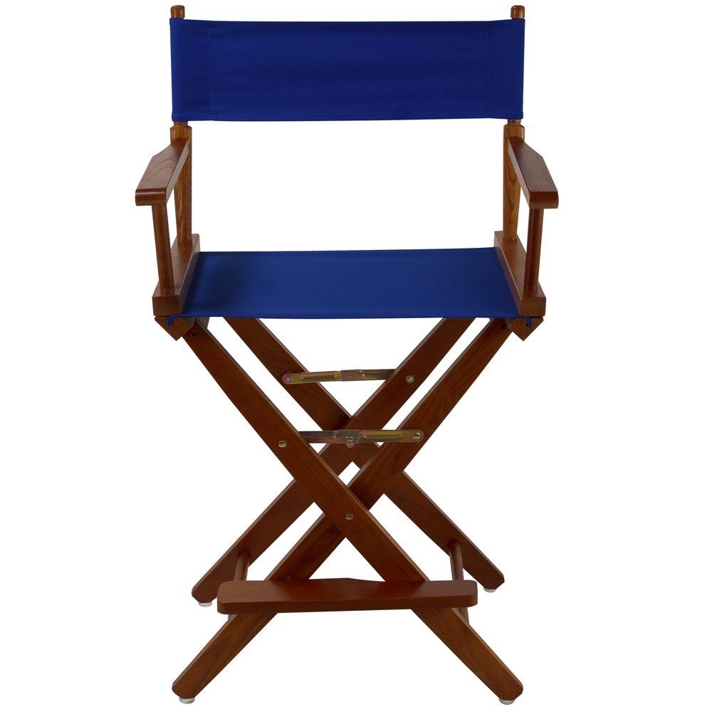 American Trails Extra-Wide Premium 24"  Directors Chair Mission Oak Frame W/Royal Blue Color Cover. Picture 1