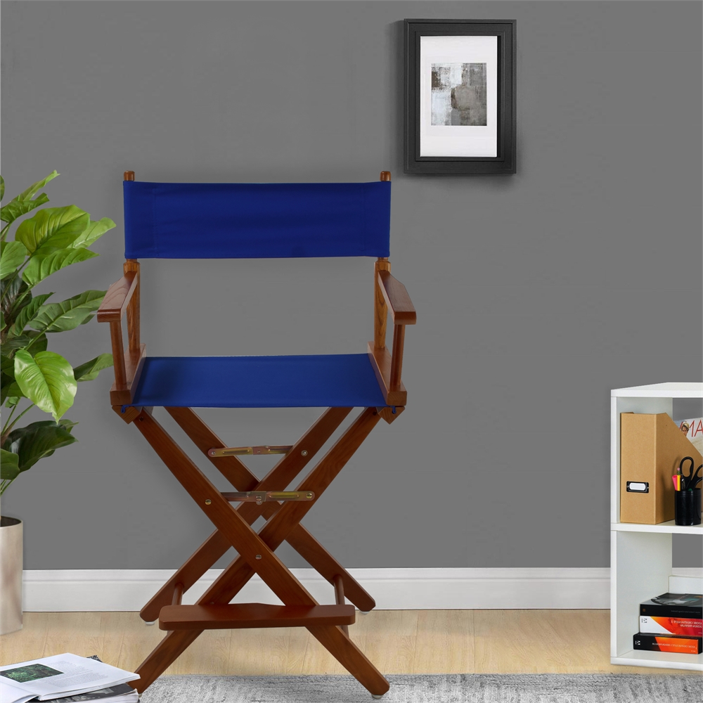 American Trails Extra-Wide Premium 24"  Directors Chair Mission Oak Frame W/Royal Blue Color Cover. Picture 7