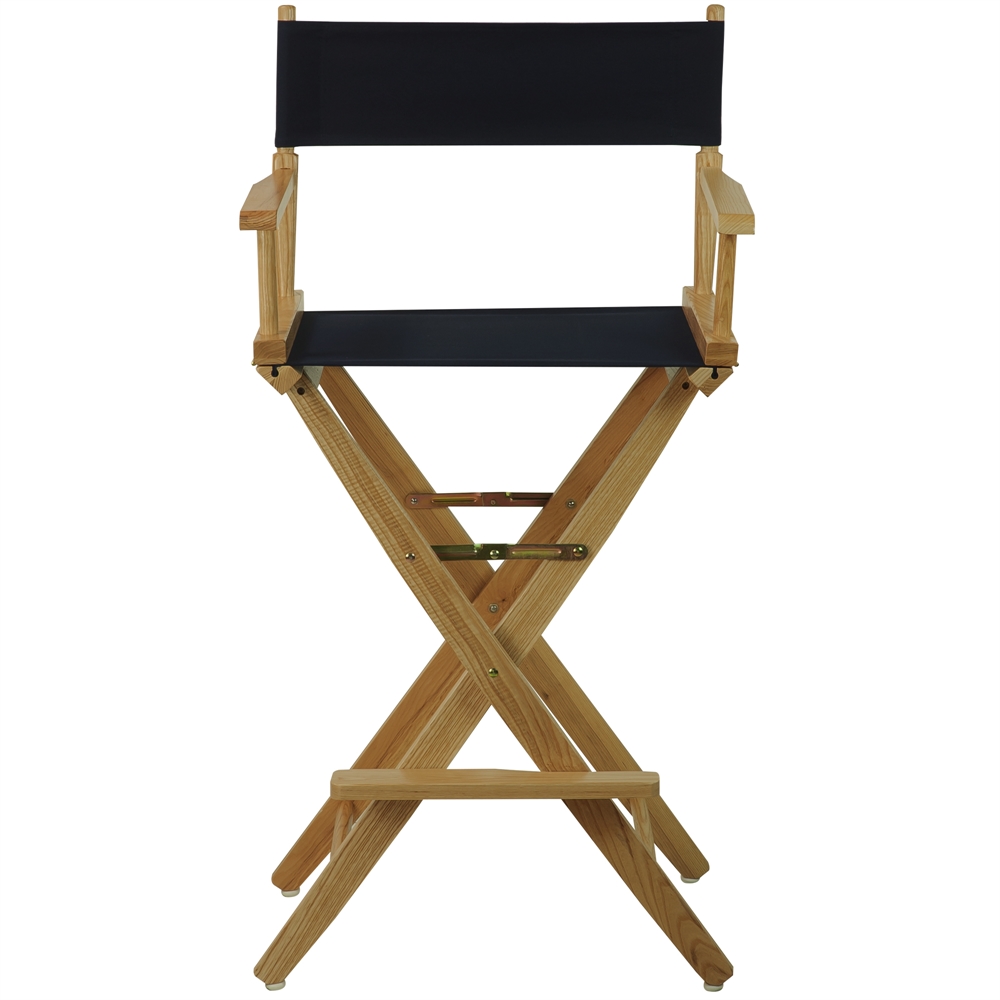 American Trails Extra-Wide Premium 30"  Directors Chair Natural Frame W/Navy Color Cover. Picture 1