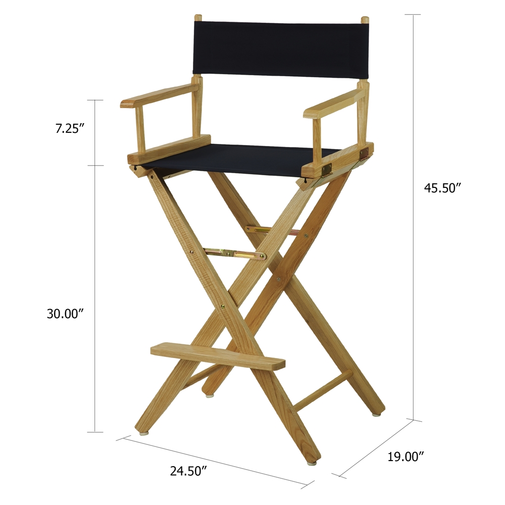 American Trails Extra-Wide Premium 30"  Directors Chair Natural Frame W/Navy Color Cover. Picture 5