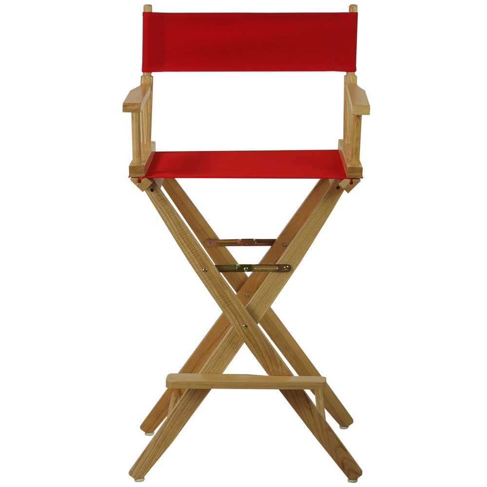American Trails Extra-Wide Premium 30"  Directors Chair Natural Frame W/Red Color Cover. Picture 1