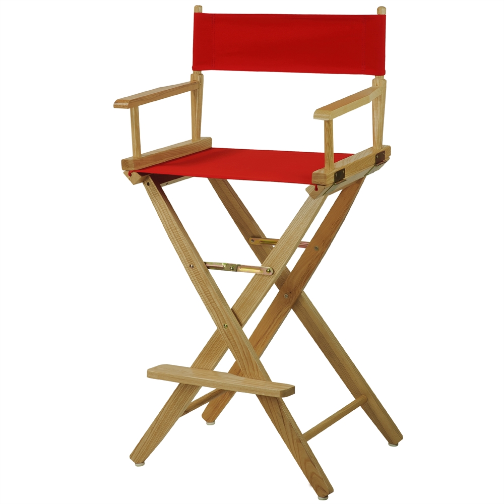 American Trails Extra-Wide Premium 30"  Directors Chair Natural Frame W/Red Color Cover. Picture 4