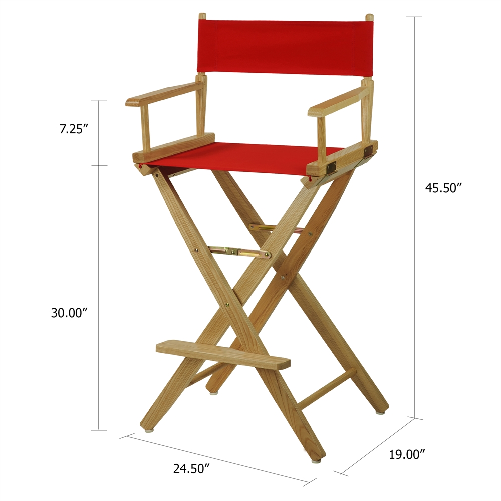 American Trails Extra-Wide Premium 30"  Directors Chair Natural Frame W/Red Color Cover. Picture 5
