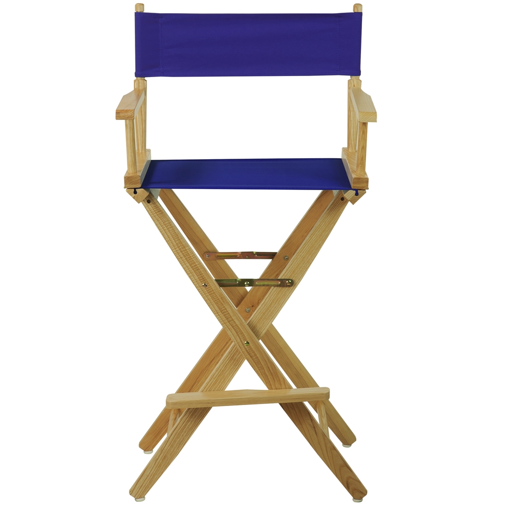 American Trails Extra-Wide Premium 30"  Directors Chair Natural Frame W/Royal Blue Color Cover. Picture 1