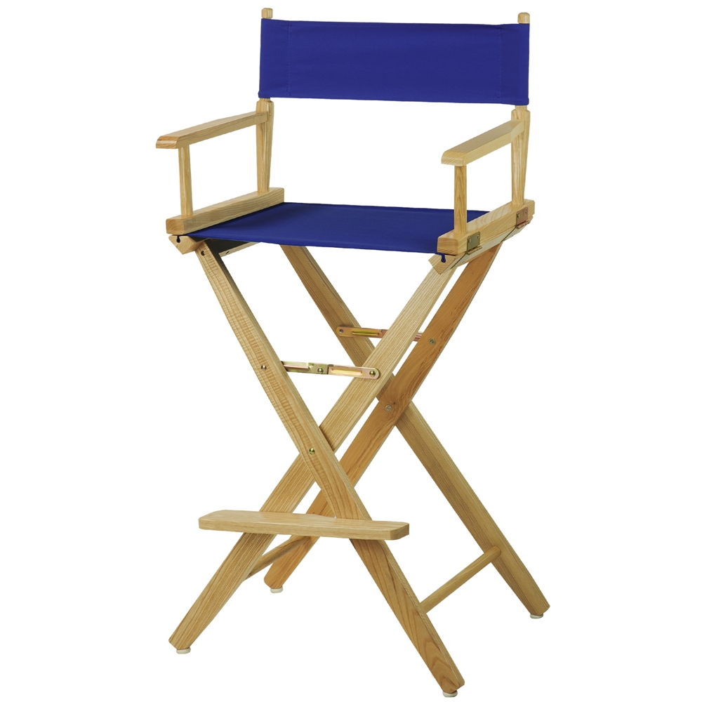 American Trails Extra-Wide Premium 30"  Directors Chair Natural Frame W/Royal Blue Color Cover. Picture 4