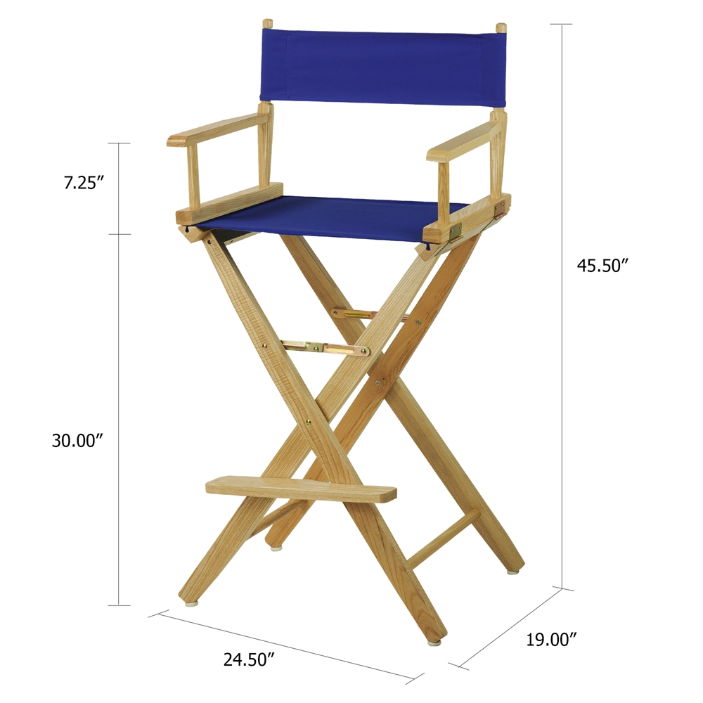 American Trails Extra-Wide Premium 30"  Directors Chair Natural Frame W/Royal Blue Color Cover. Picture 5