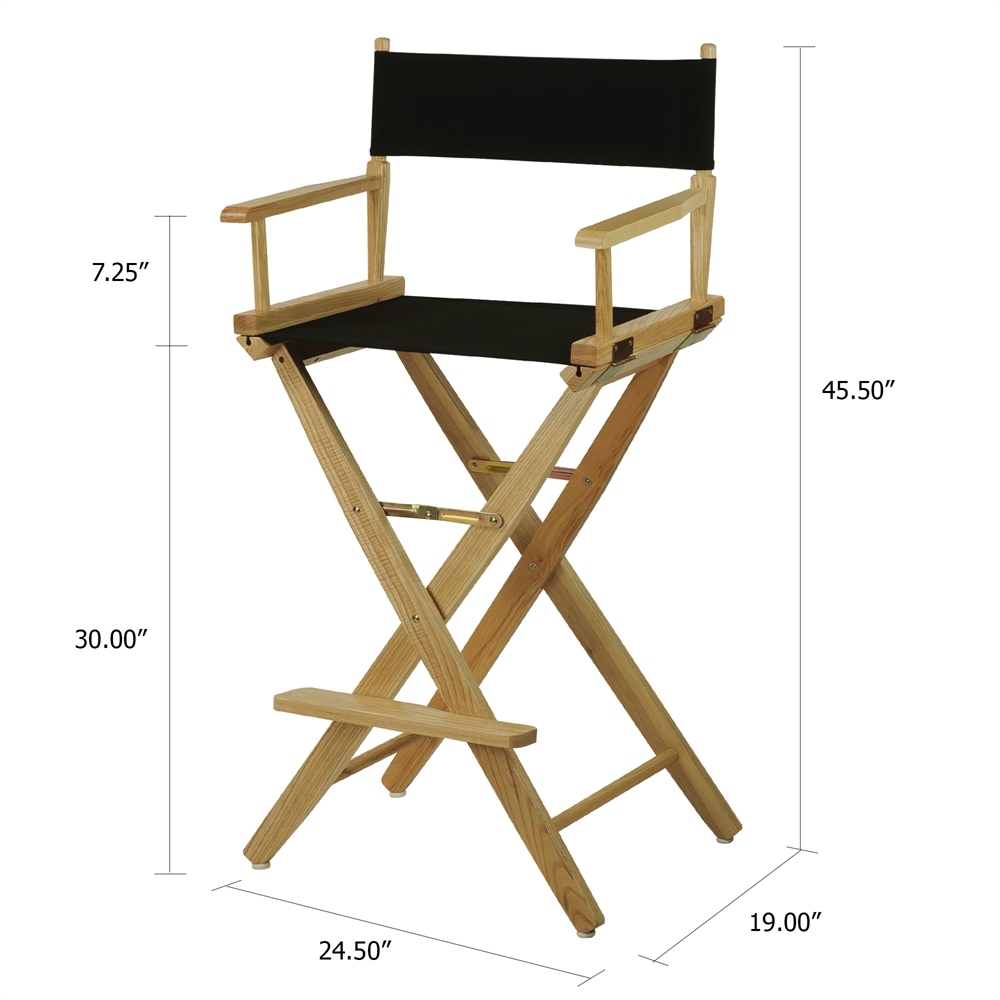 American Trails Extra-Wide Premium 30"  Directors Chair Natural Frame W/Black Color Cover. Picture 5