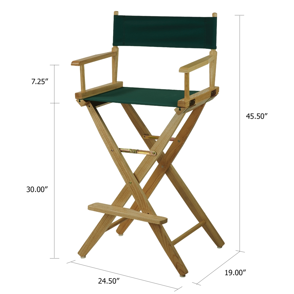 American Trails Extra-Wide Premium 30"  Directors Chair Natural Frame W/Hunter Green Color Cover. Picture 5
