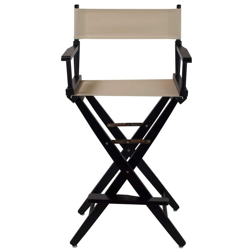 American Trails Extra-Wide Premium 30"  Directors Chair Black Frame W/Natural Color Cover. Picture 1