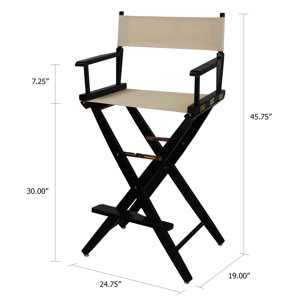 American Trails Extra-Wide Premium 30"  Directors Chair Black Frame W/Natural Color Cover. Picture 5