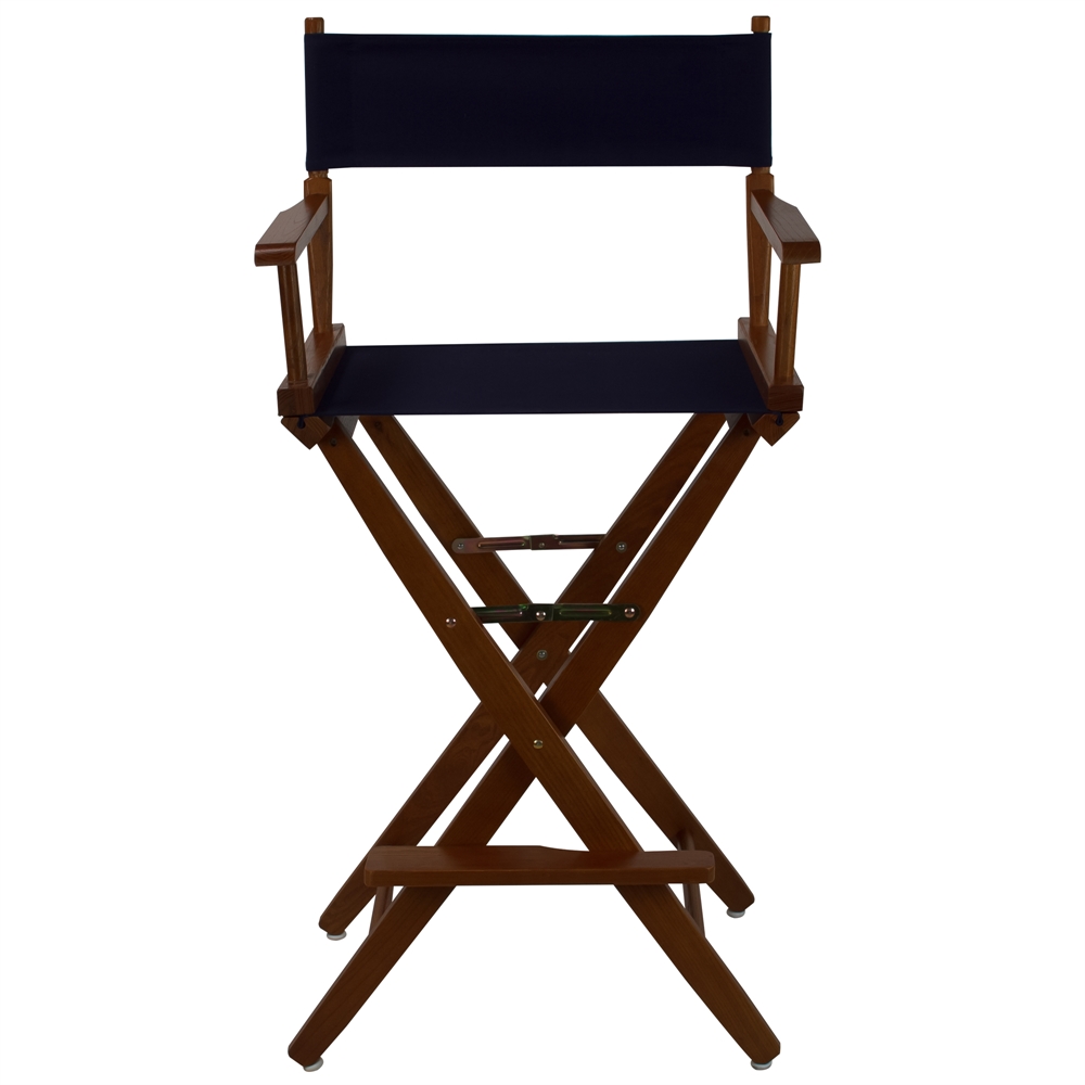 American Trails Extra-Wide Premium 30"  Directors Chair Mission Oak Frame W/Navy Color Cover. Picture 1