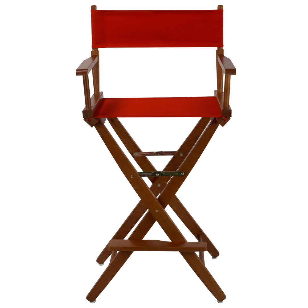 American Trails Extra-Wide Premium 30"  Directors Chair Mission Oak Frame W/Red Color Cover. Picture 1