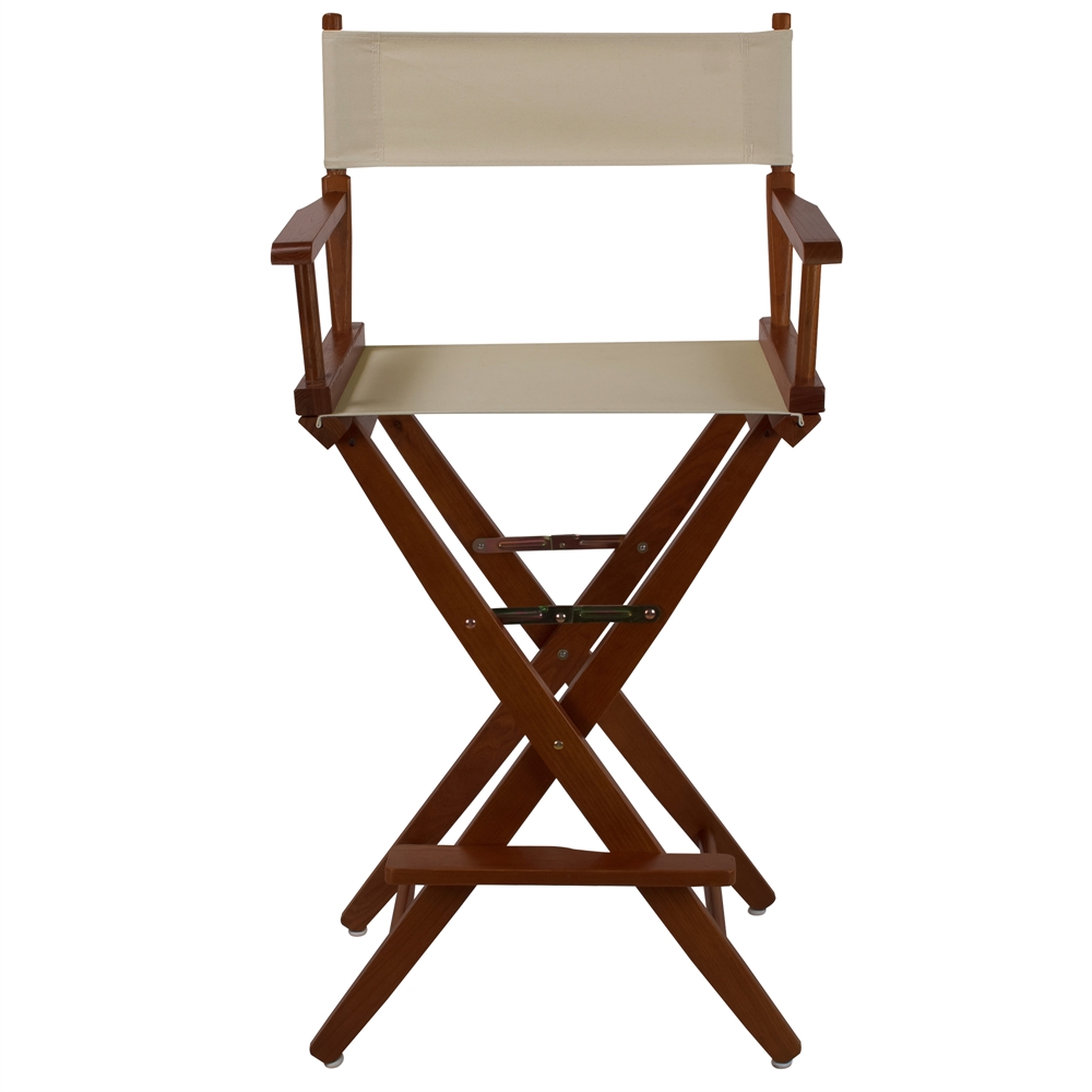 American Trails Extra-Wide Premium 30"  Directors Chair Mission Oak Frame W/Natural Color Cover. Picture 1