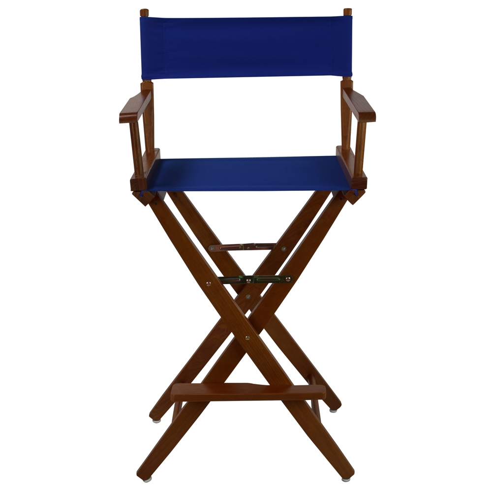 American Trails Extra-Wide Premium 30"  Directors Chair Mission Oak Frame W/Royal Blue Color Cover. Picture 1