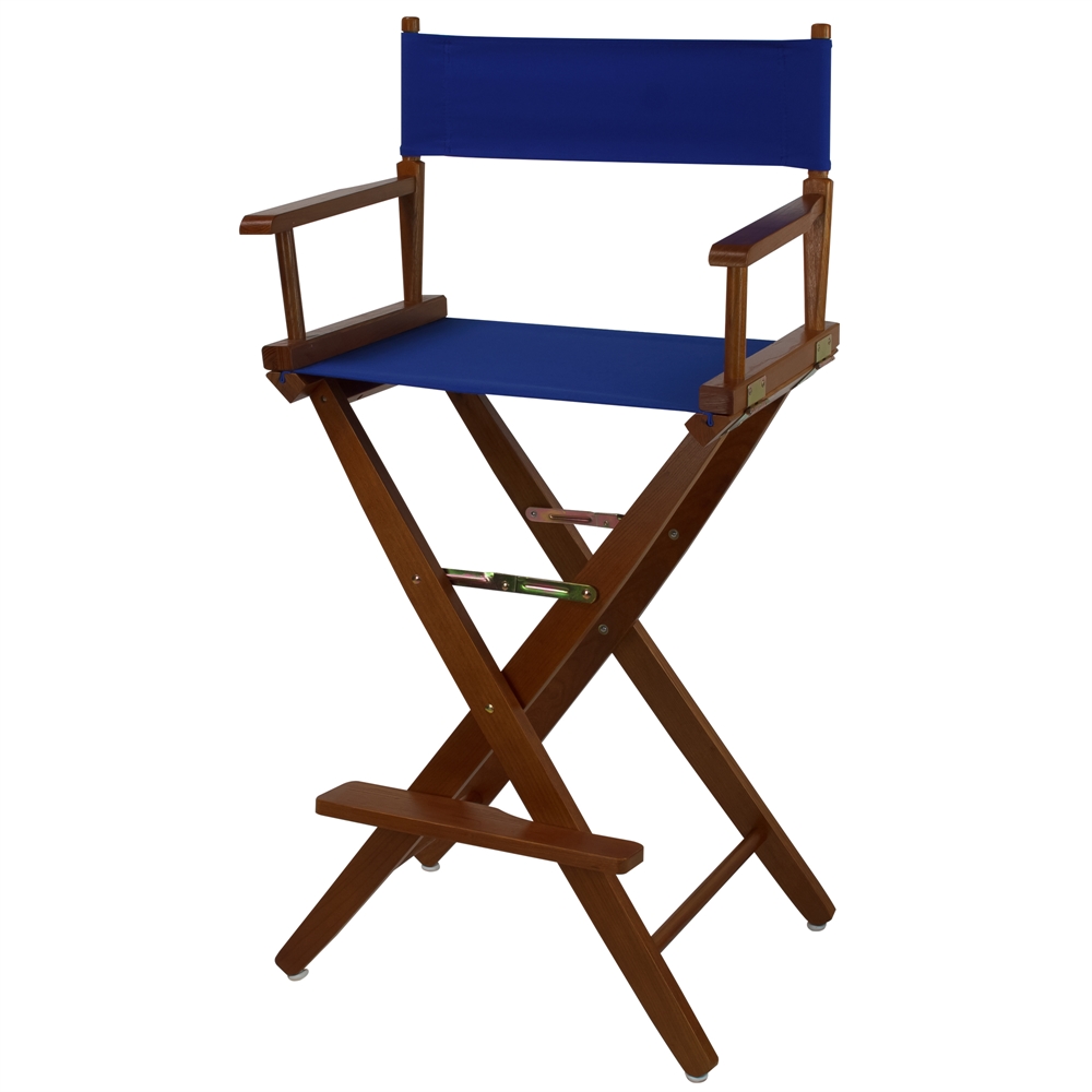 American Trails Extra-Wide Premium 30"  Directors Chair Mission Oak Frame W/Royal Blue Color Cover. Picture 4
