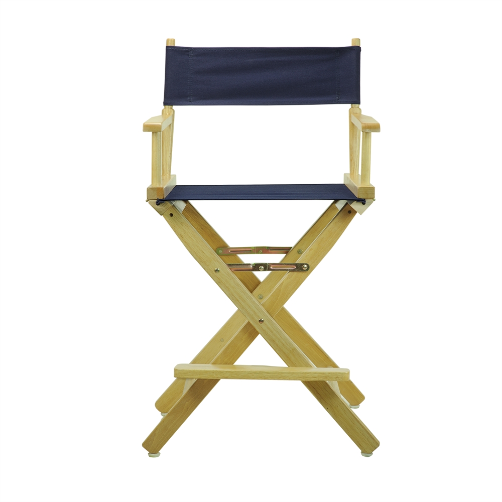 24" Director's Chair Natural Frame-Navy Blue Canvas. Picture 1