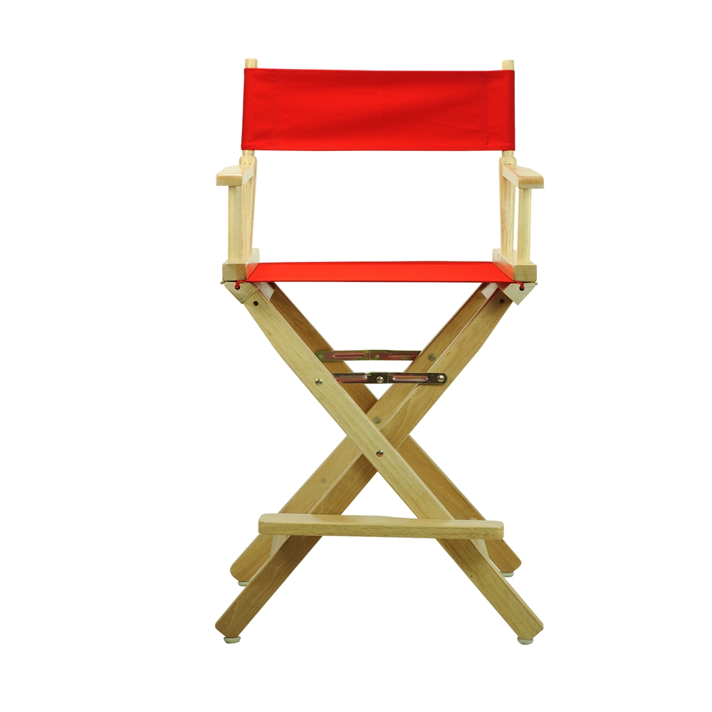 24" Director's Chair Natural Frame-Red Canvas. Picture 1