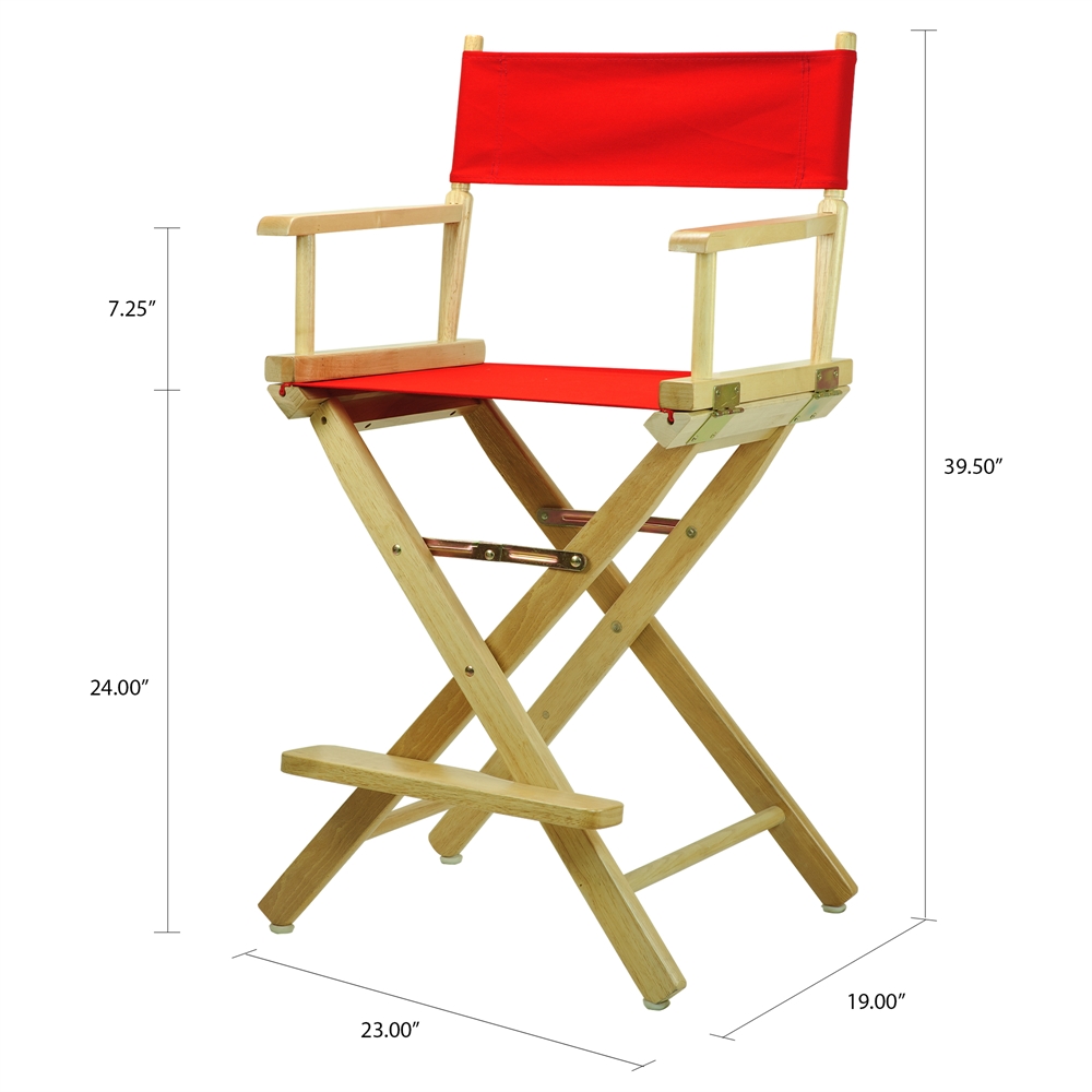 24" Director's Chair Natural Frame-Red Canvas. Picture 5