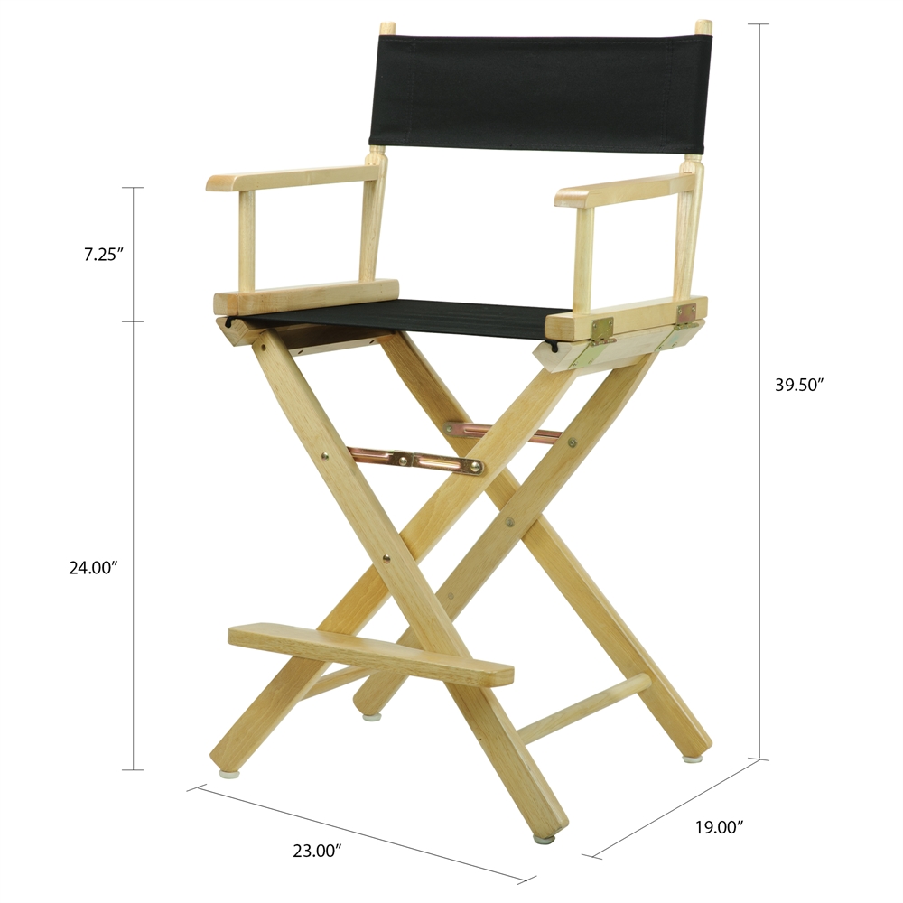 24" Director's Chair Natural Frame-Black Canvas. Picture 5