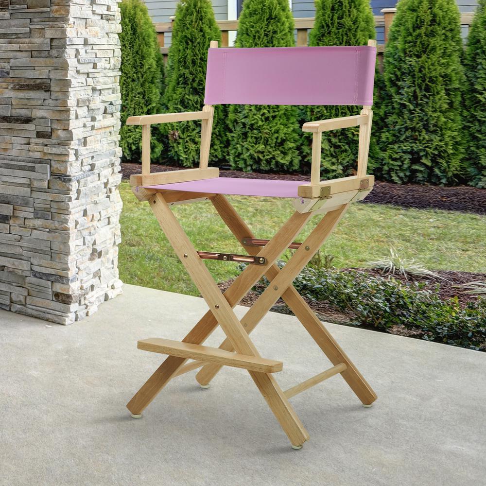 24" Director's Chair Natural Frame-Pink Canvas. Picture 7
