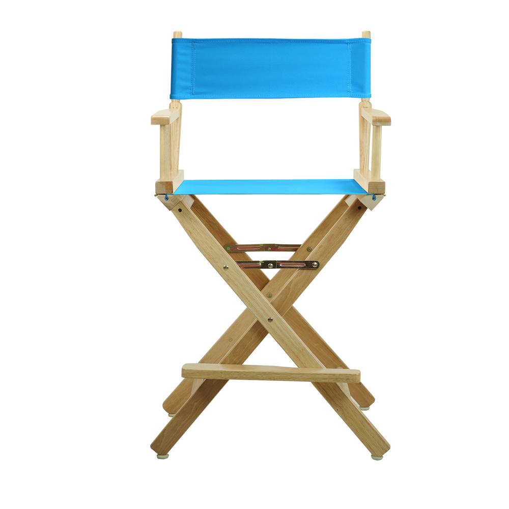 24" Director's Chair Natural Frame-Turquoise Canvas. Picture 1