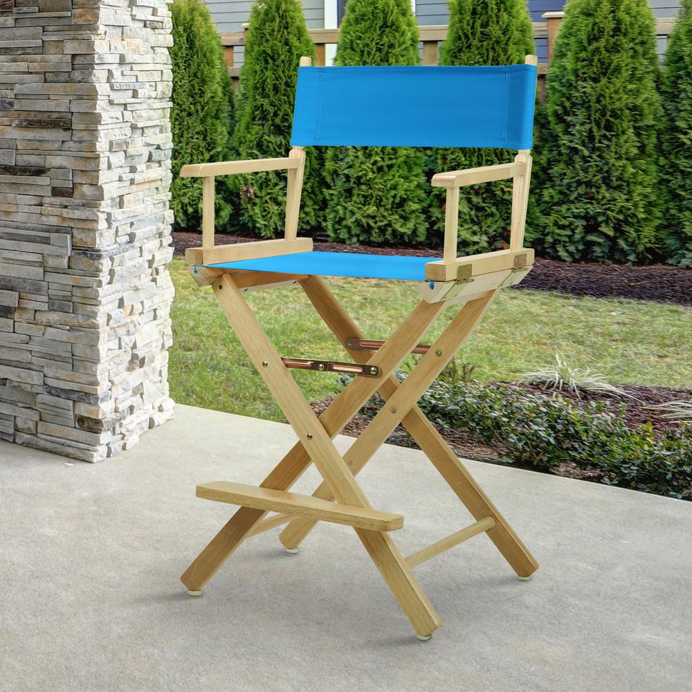 24" Director's Chair Natural Frame-Turquoise Canvas. Picture 7
