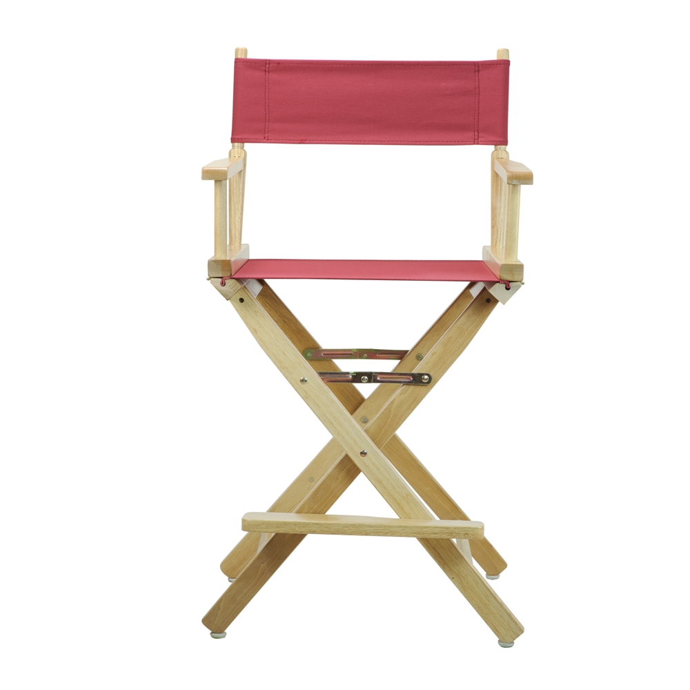 24" Director's Chair Natural Frame-Burgundy Canvas. Picture 1