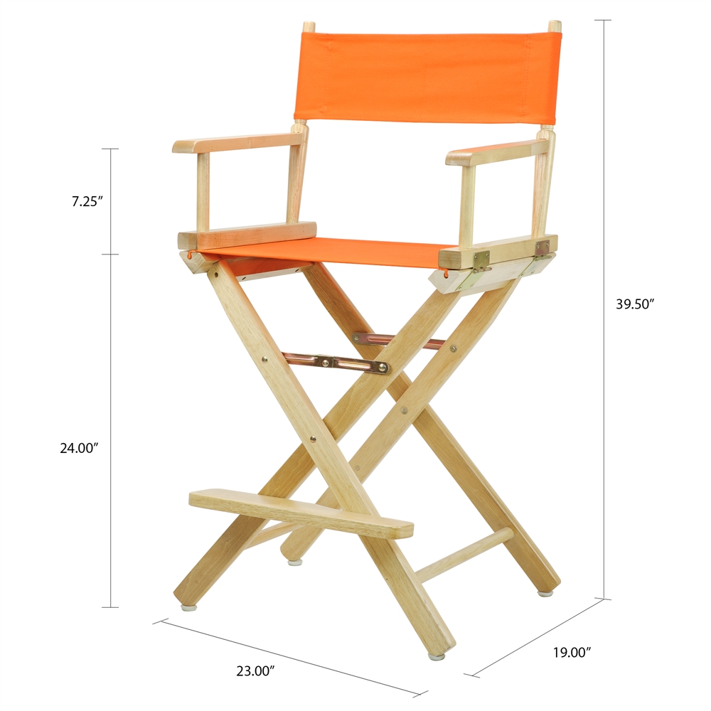 24" Director's Chair Natural Frame-Tangerine Canvas. Picture 4