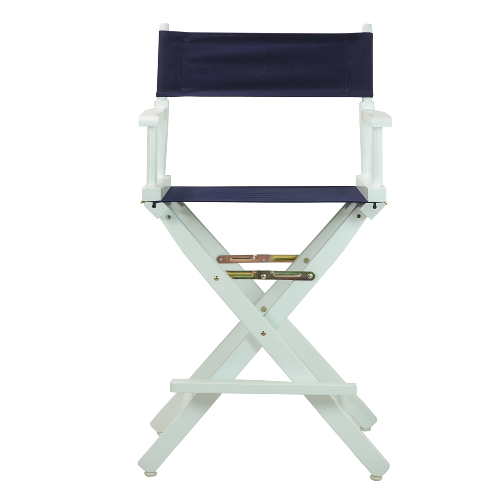 24" Director's Chair White Frame-Navy Blue Canvas. Picture 1