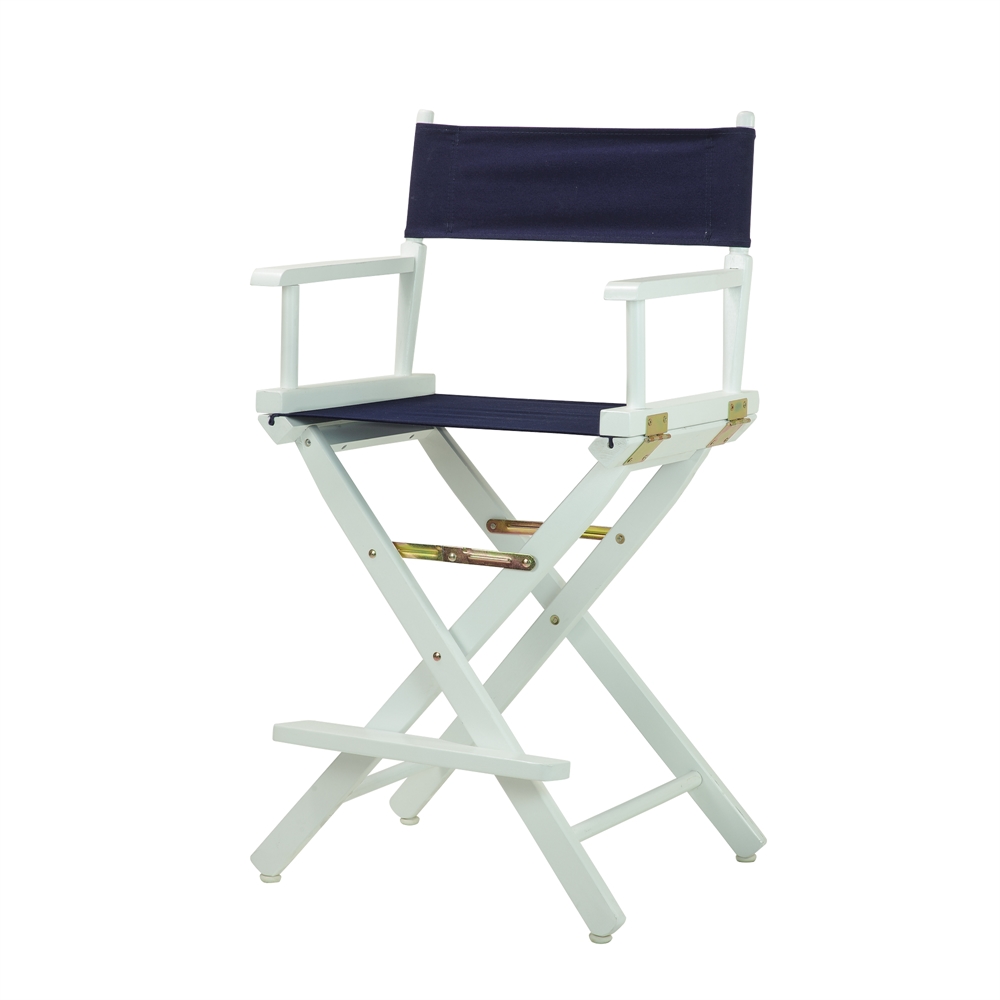24" Director's Chair White Frame-Navy Blue Canvas. Picture 2