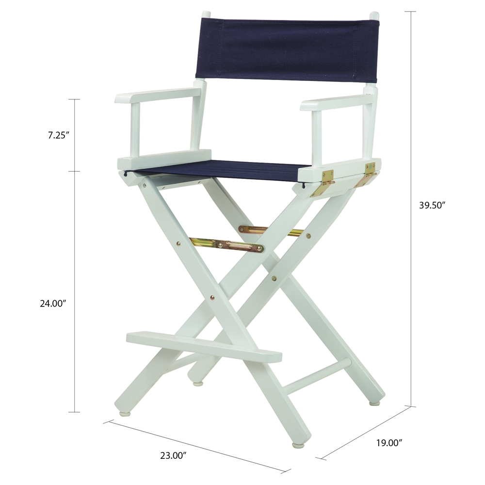 24" Director's Chair White Frame-Navy Blue Canvas. Picture 5