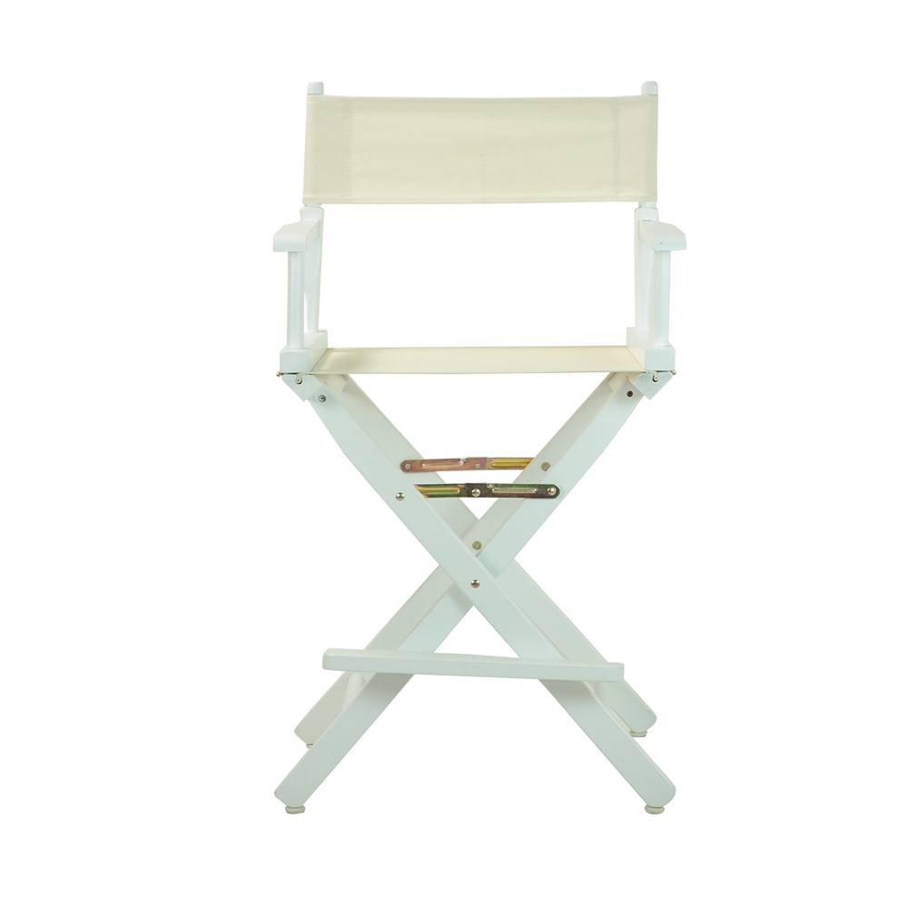 24" Director's Chair White Frame-Natural/Wheat Canvas. Picture 1