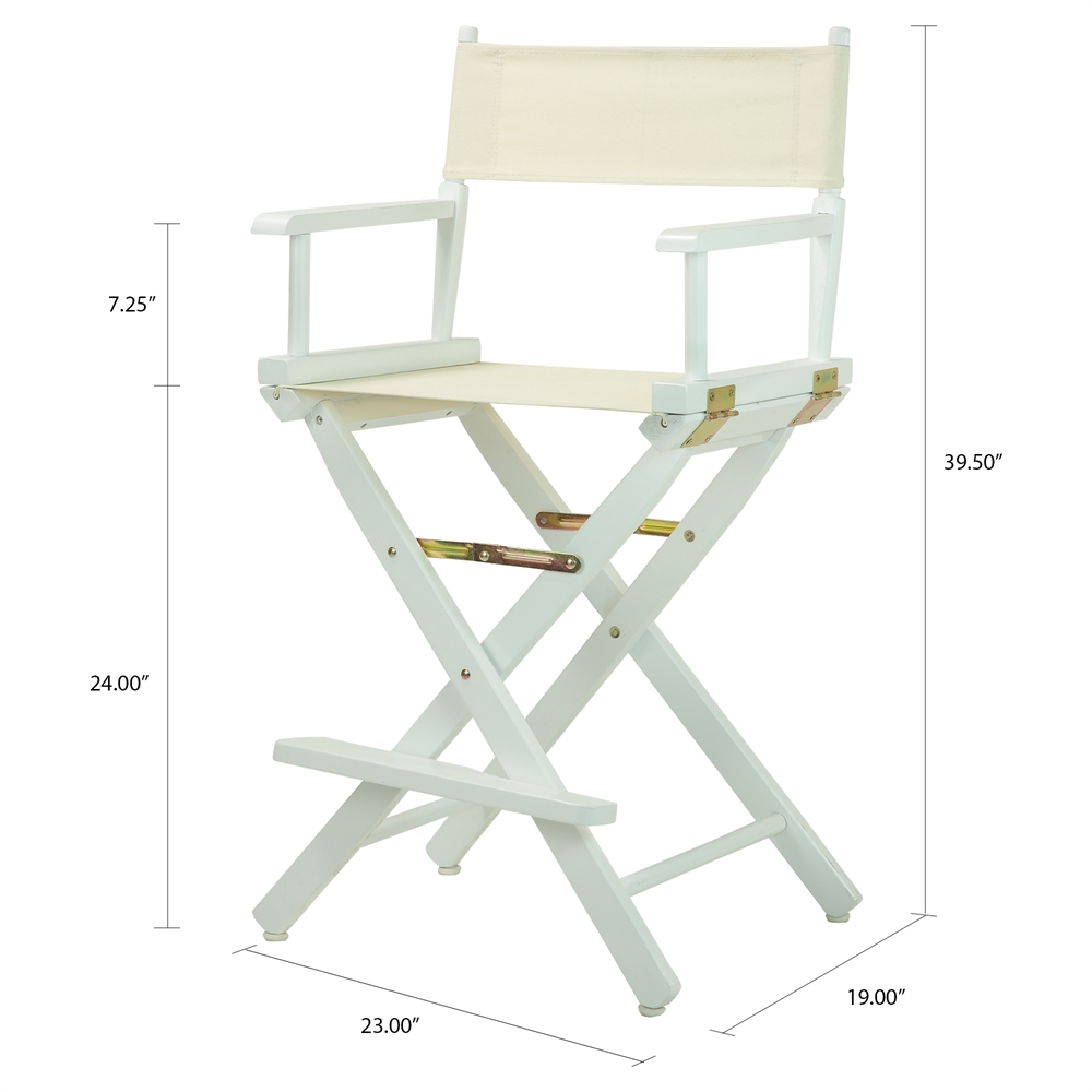 24" Director's Chair White Frame-Natural/Wheat Canvas. Picture 5
