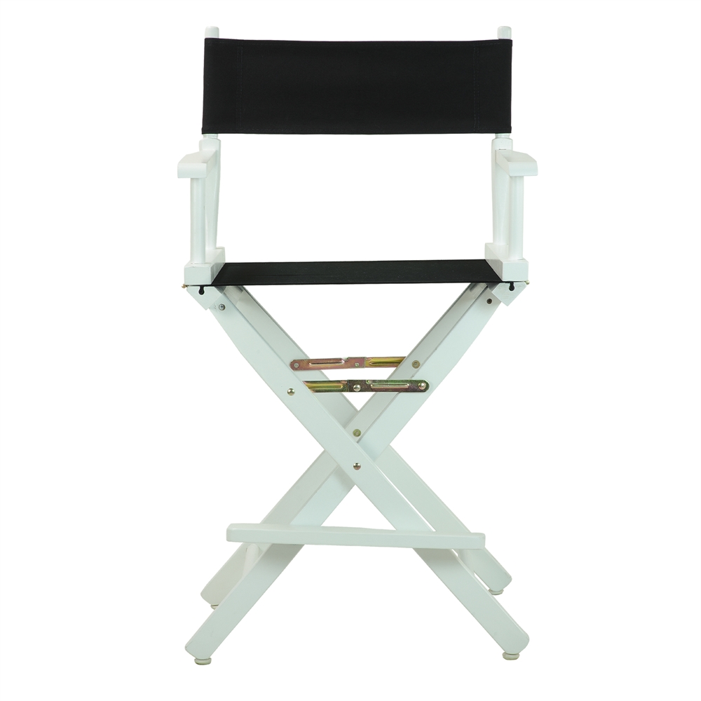 24" Director's Chair White Frame-Black Canvas. Picture 1
