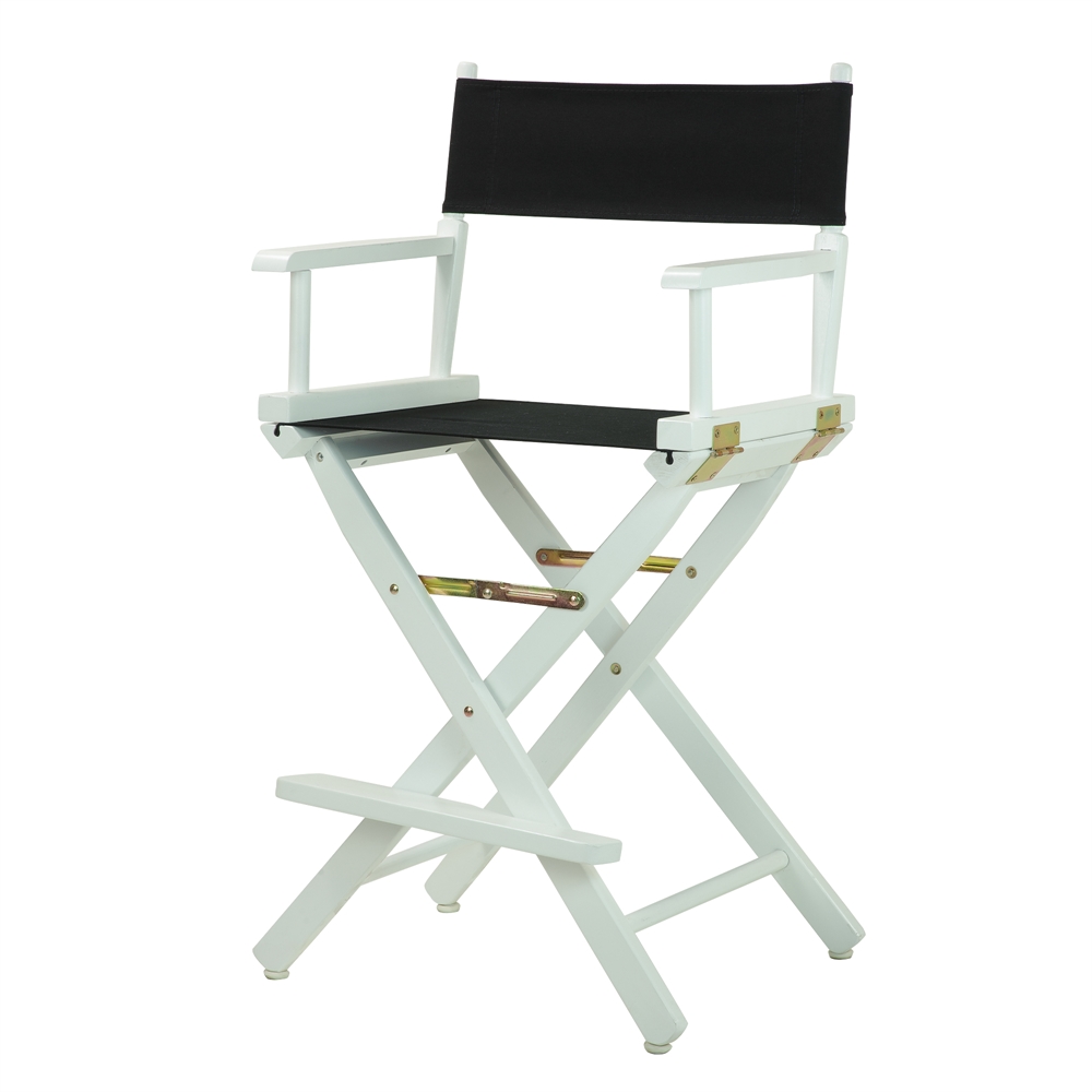 24" Director's Chair White Frame-Black Canvas. Picture 2