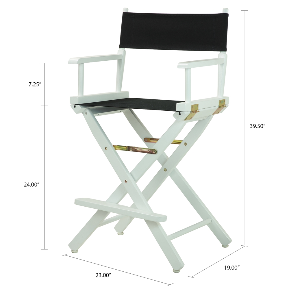 24" Director's Chair White Frame-Black Canvas. Picture 5