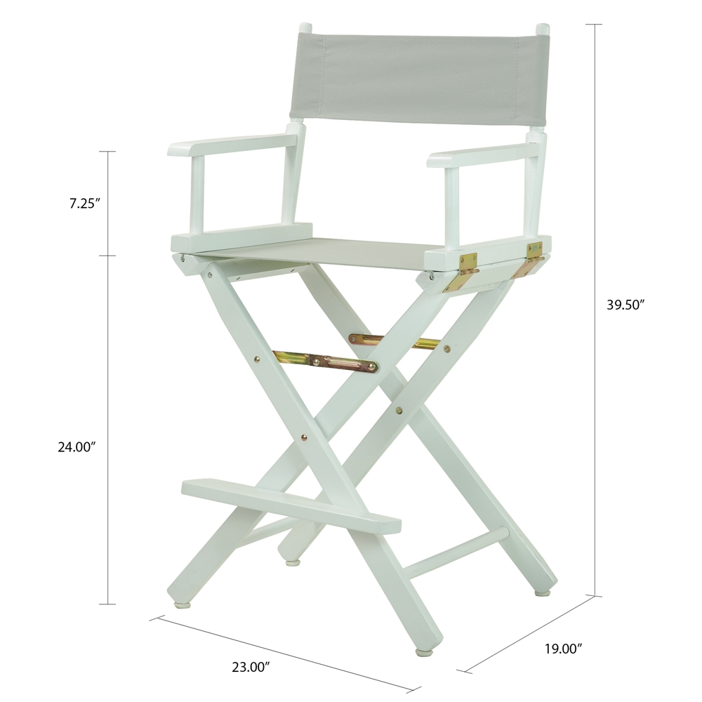 24" Director's Chair White Frame-Gray Canvas. Picture 5