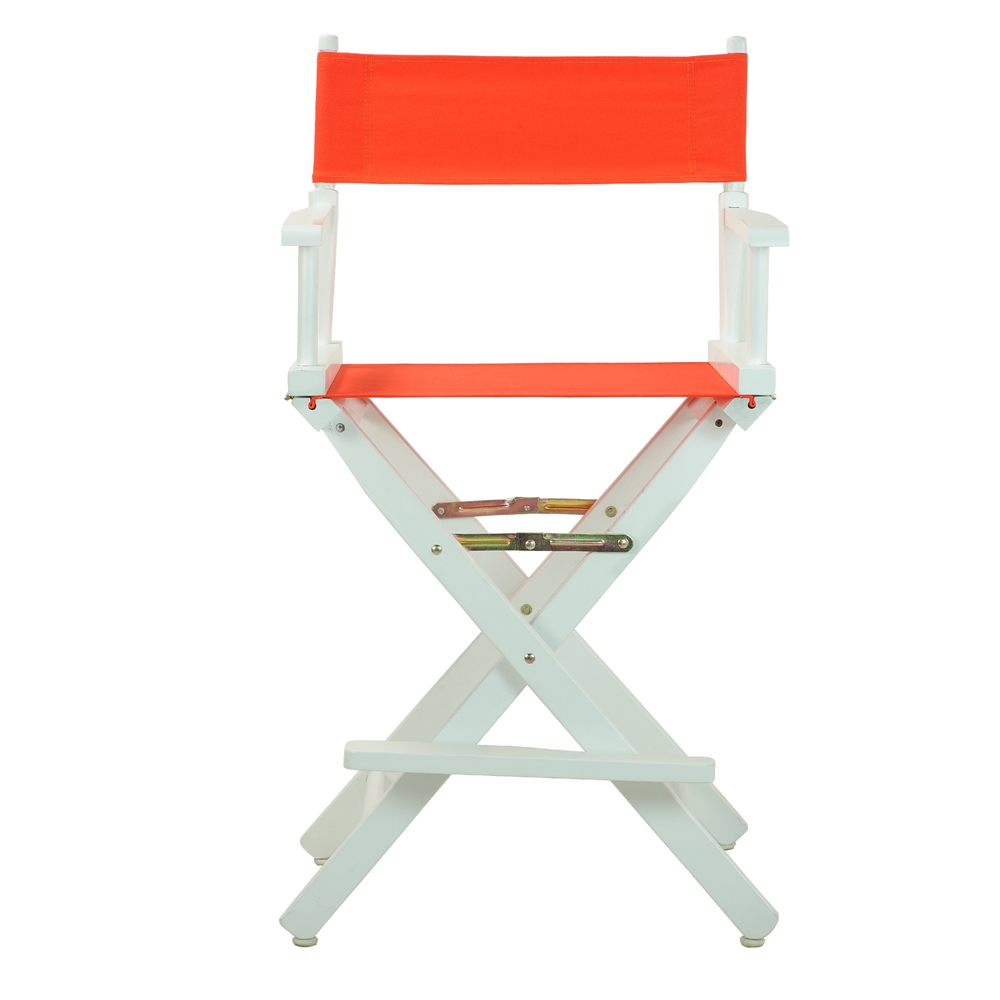 24" Director's Chair White Frame-Orange Canvas. Picture 1