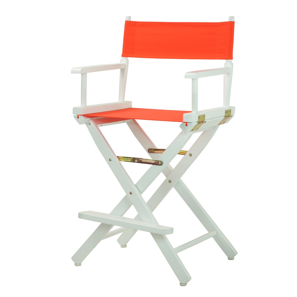24" Director's Chair White Frame-Orange Canvas. Picture 2